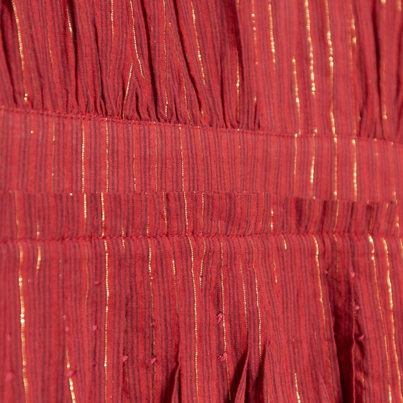 ULLA JOHNSON Rory Mini Dress - Long Sleeve Shimmer Striped in Red - Size 0 NWT - Picture 11 of 16